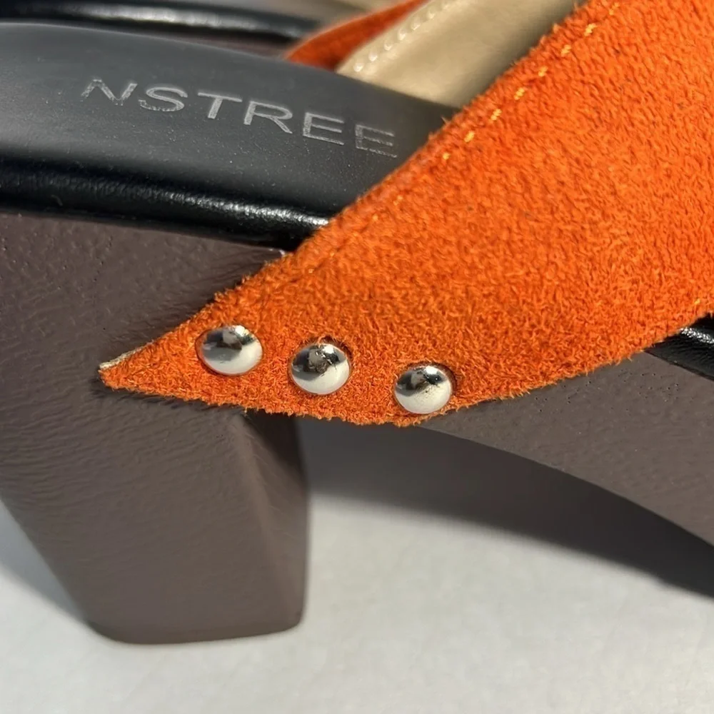 👡Nstree plataform shoes saude orange size 8 lightweight comfortable bright